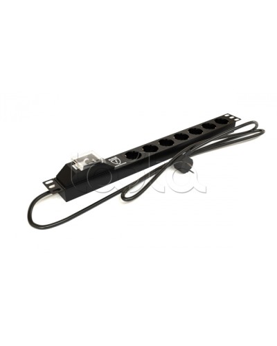 Блок розеток горизонтальный черн Hyperline (SHE19-7SH-BF-2.5EU) в Севастополе Блоки розеток Pintop.ru